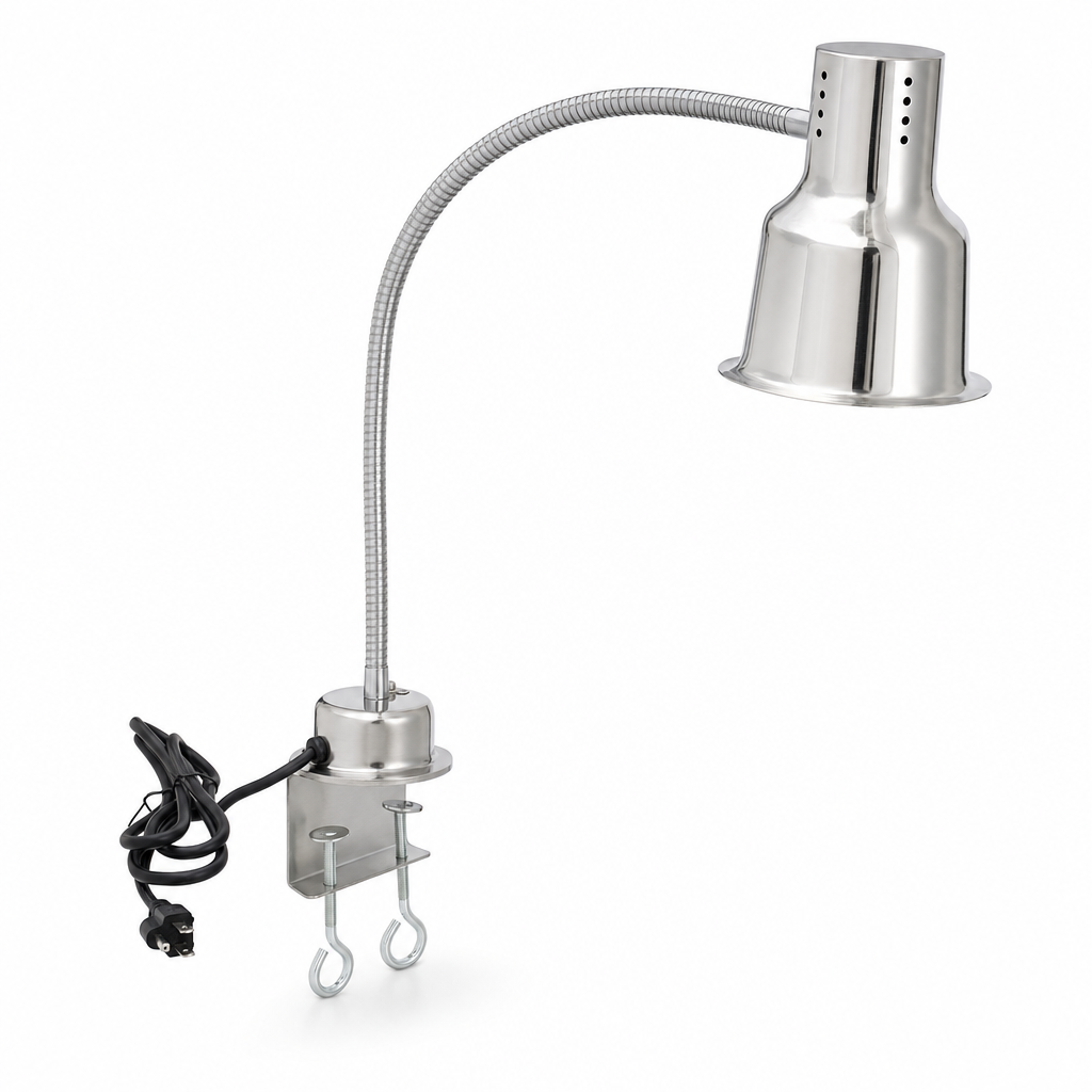 Avantco HL24SSC 24" Single Arm Stainless Steel Heat Lamp with Avantco PCLMPSS Stainless Steel Clamp - 120V, 250W - main