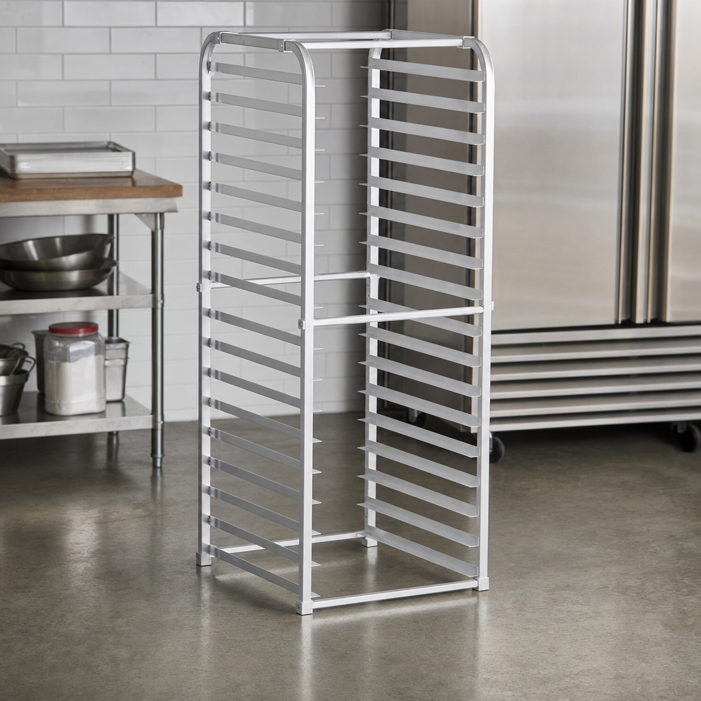 16-Pan Aluminum End-Load Sheet / Bun Pan Rack for Reach-Ins, Unassembled - 1/Each - lifestyle