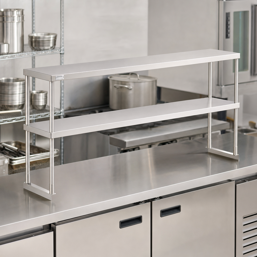 Avantco Stainless Steel Double Deck Overshelf 12" x 60" - lifestyle