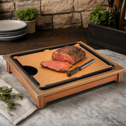 Cal-Mil 810-53 Cut-Mate Carving Station Kit with Light Wood Frame, Drip Tray, and Cutting Board - lifestyle