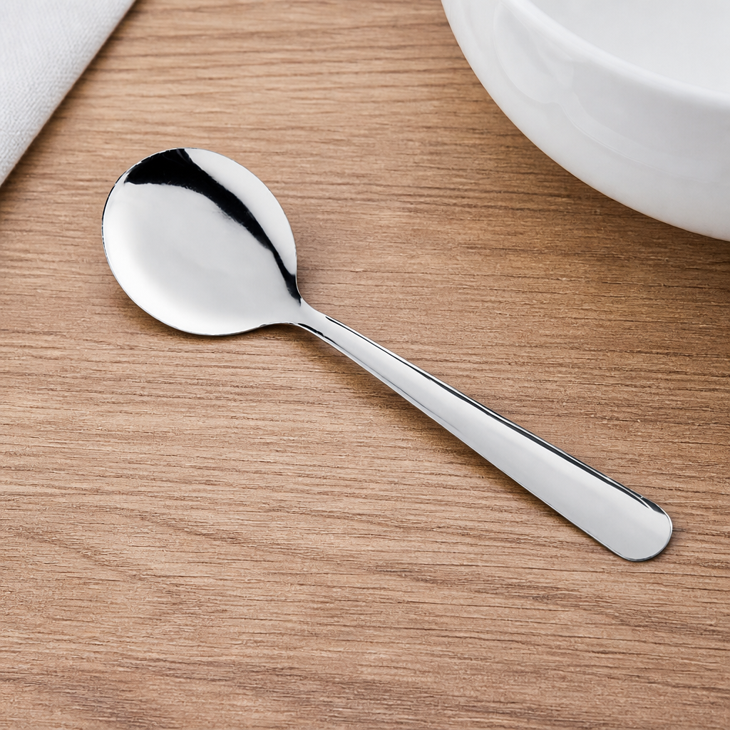 Bouillon Spoon Flatware, 18/0 Stainless Steel, Silver, 5 7/8 Inches, 60/Case - lifestyle