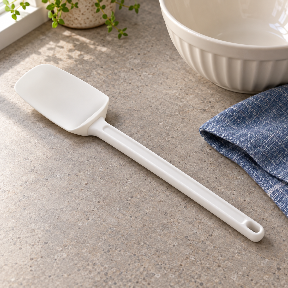 14-Inch White Rubber Spoonula with ABS Grip, Case of 12 - lifestyle