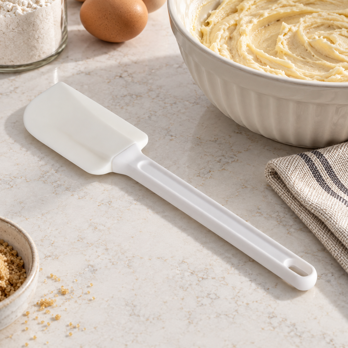 10-Inch White Rubber Spatula with ABS Grip, Case of 12 - lifestyle
