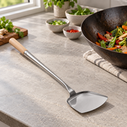 Large Stainless Steel Wok Spatula, 19-Inch, Wood Handle - lifestyle