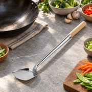 Medium Stainless Steel Wok Spatula, 17 3/4-Inch, Wood Handle - lifestyle