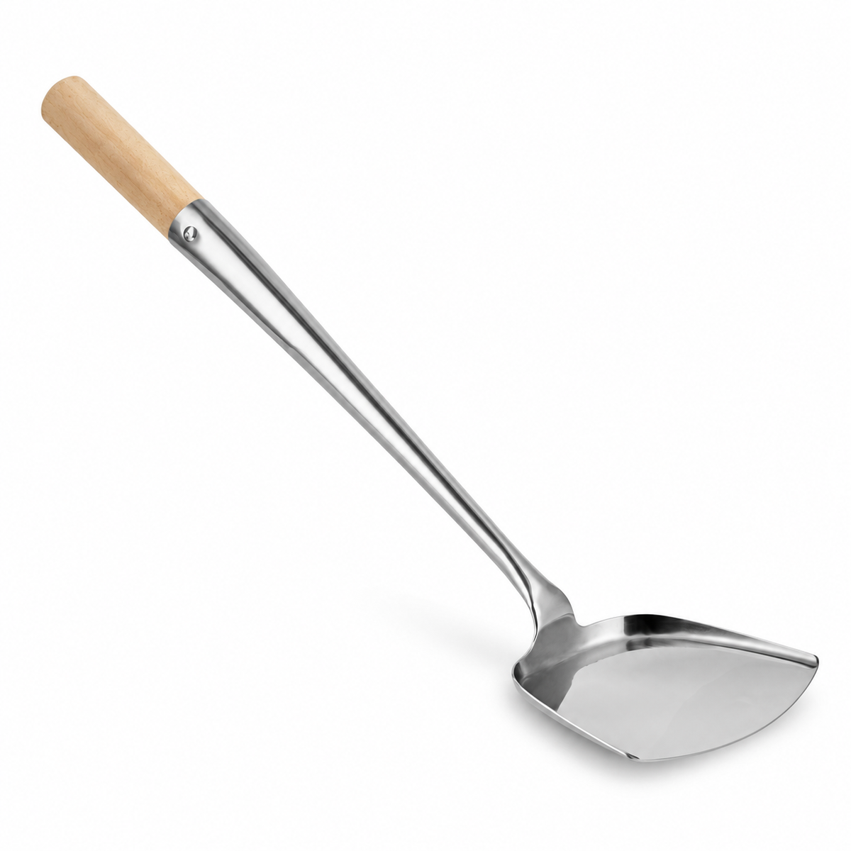 Medium Stainless Steel Wok Spatula, 17 3/4-Inch, Wood Handle - main