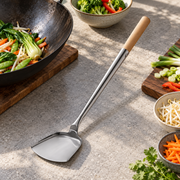 Small Stainless Steel Wok Spatula, 17 1/4-Inch, Wood Handle - lifestyle