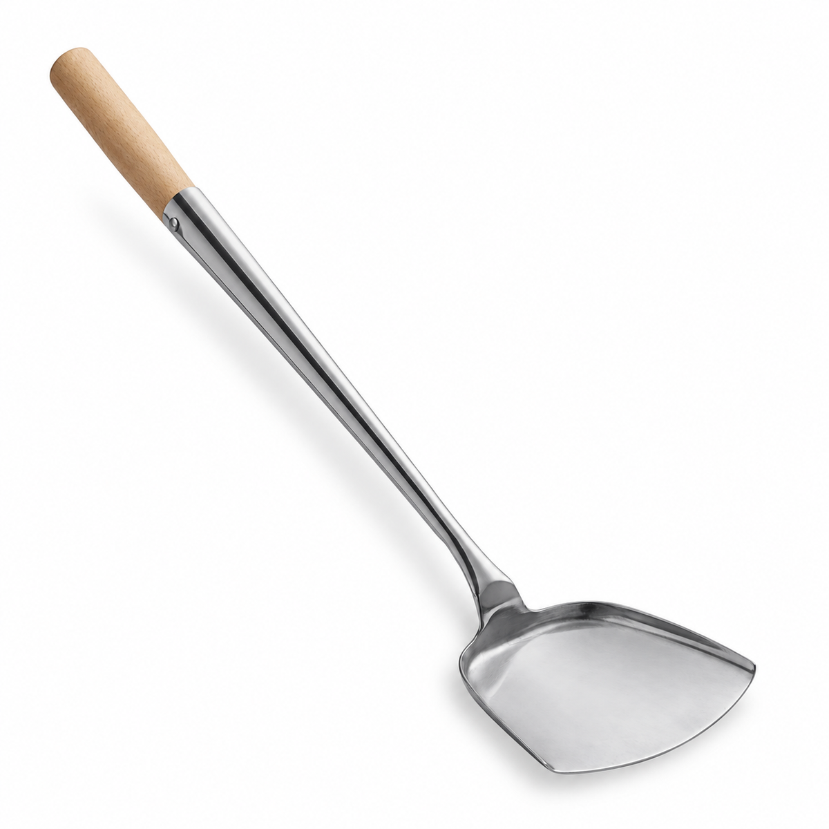 Small Stainless Steel Wok Spatula, 17 1/4-Inch, Wood Handle - main