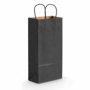 Black Paper Shopping Bag with Paper Handles, 5 1/2" x 3 1/4" x 13 1/8", 65 lb., 250/Case - main