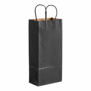 Black Paper Shopping Bag with Paper Handles, 5 1/2" x 3 1/4" x 13 1/8", 65 lb., 250/Case - main