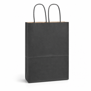 Black Paper Shopping Bag with Paper Handles, 5 1/2" x 3 1/4" x 8 3/8", 60 lb., 250/Case - main