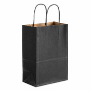 Black Paper Shopping Bag with Paper Handles, 5 1/2" x 3 1/4" x 8 3/8", 60 lb., 250/Case - main