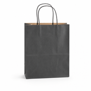 Black Paper Shopping Bag with Paper Handles, 8" x 4 1/2" x 10 1/4", 60 lb., 250/Case - main