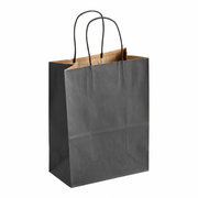 Black Paper Shopping Bag with Paper Handles, 8" x 4 1/2" x 10 1/4", 60 lb., 250/Case - main