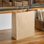 Brown Paper Shopping Bag with Paper Handles, 10" x 5" x 13" - 250/Case - lifestyle