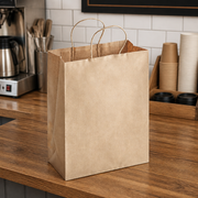 Brown Paper Shopping Bag with Paper Handles, 10" x 5" x 13" - 250/Case - lifestyle