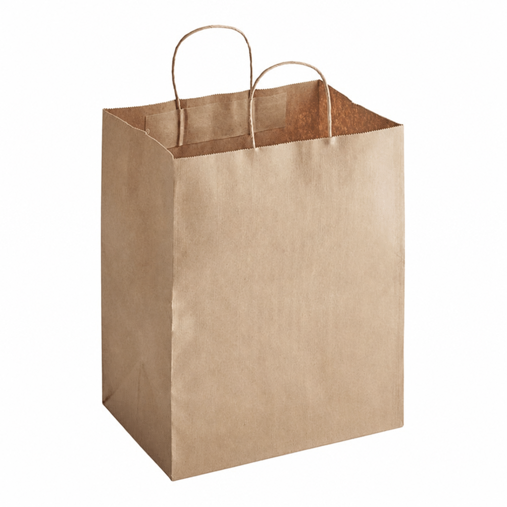 Brown Paper Shopping Bag with Paper Handles, 10" x 6 3/4" x 12", 60 lb., 250/Case - main