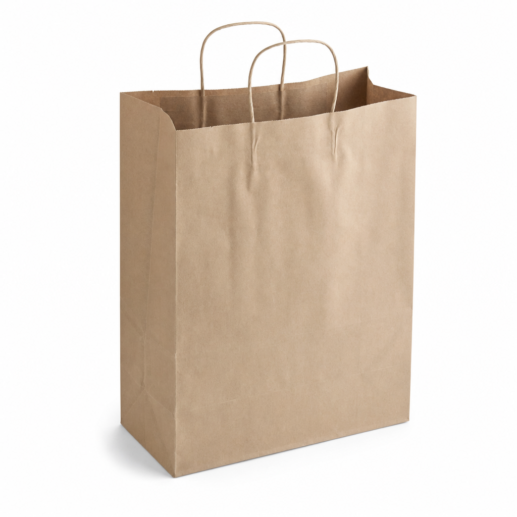 Brown Paper Shopping Bag with Paper Handles, 13" x 6" x 15 3/4", 60 lb., 250/Case - main