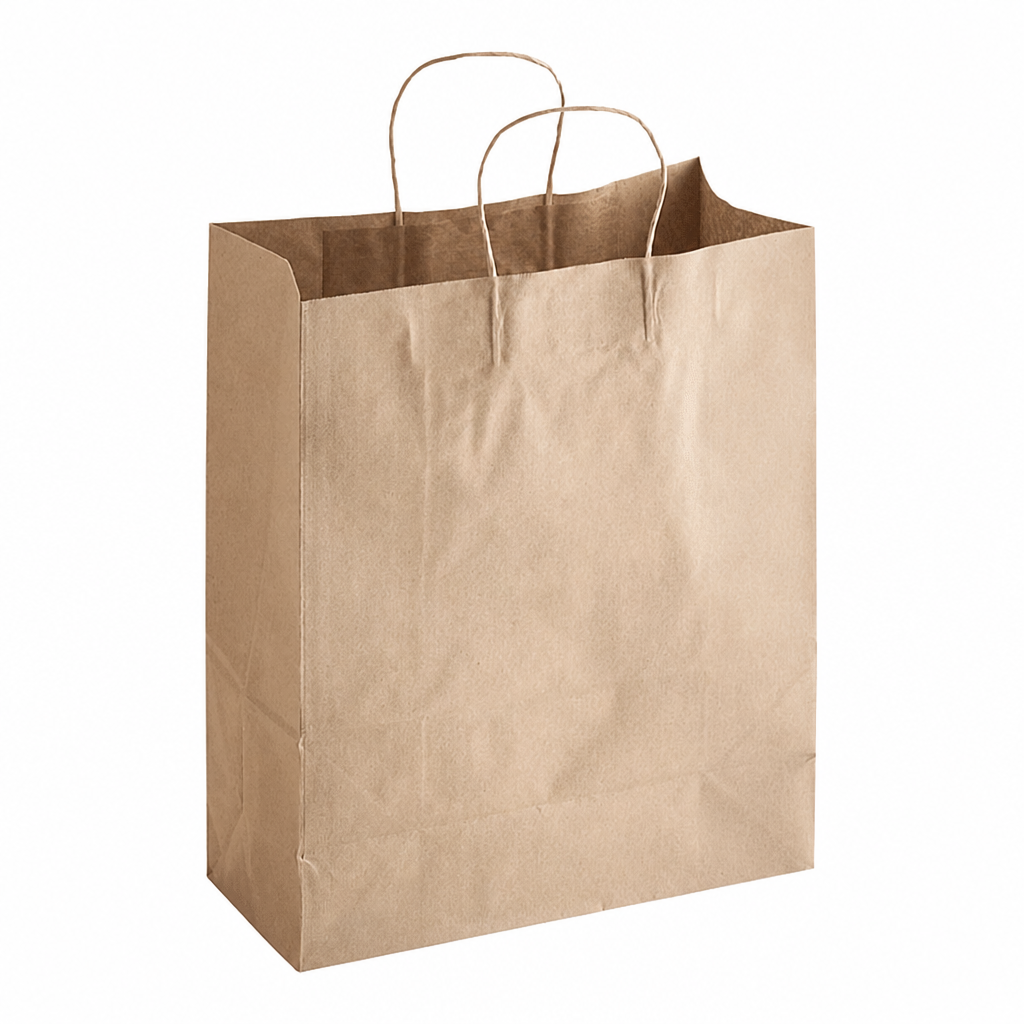 Brown Paper Shopping Bag with Paper Handles, 13" x 6" x 15 3/4", 60 lb., 250/Case - main