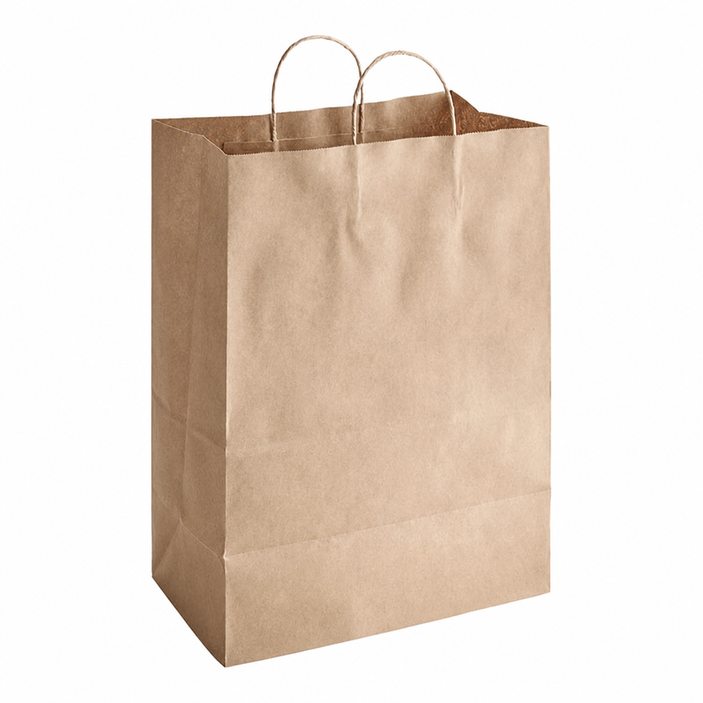 Brown Paper Shopping Bag with Paper Handles, 13" x 7" x 17", 65 lb., 250/Case - main