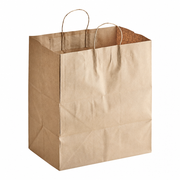 Brown Paper Shopping Bag with Paper Handles, 14" x 10" x 15 3/4", 70 lb., 200/Case - main