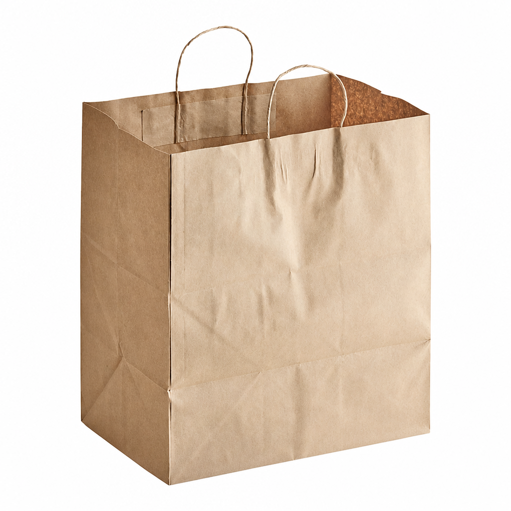 Brown Paper Shopping Bag with Paper Handles, 14" x 10" x 15 3/4", 70 lb., 200/Case - main