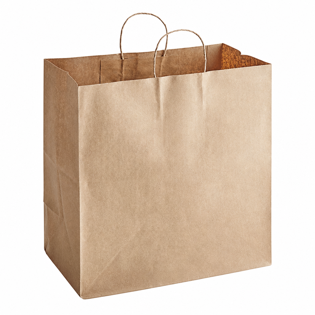 Paper Shopping Bag with Paper Handles, 14" x 8" x 14 3/4", Brown, 65 lb., 200/Case - main