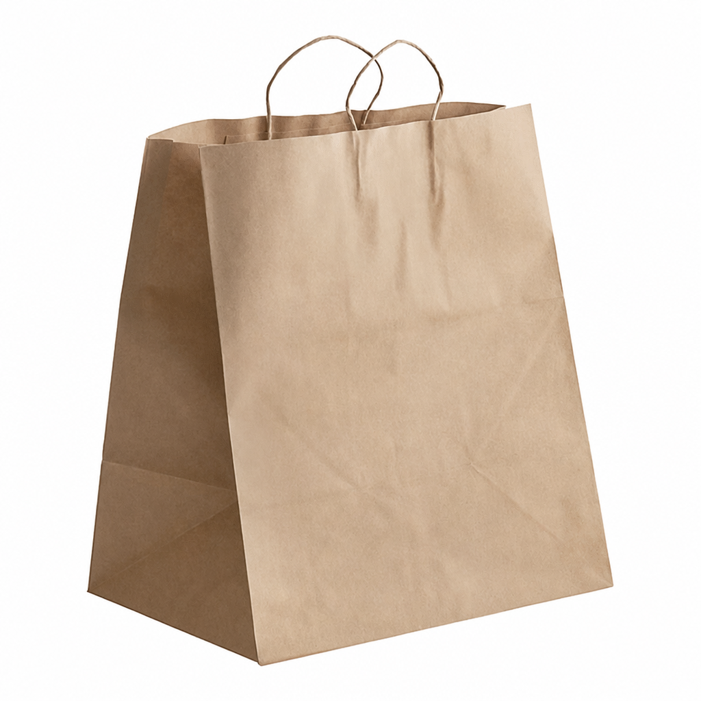 Brown Paper Shopping Bag with Paper Handles, 16" x 11" x 18 1/4", 70 lb., 200/Case - main