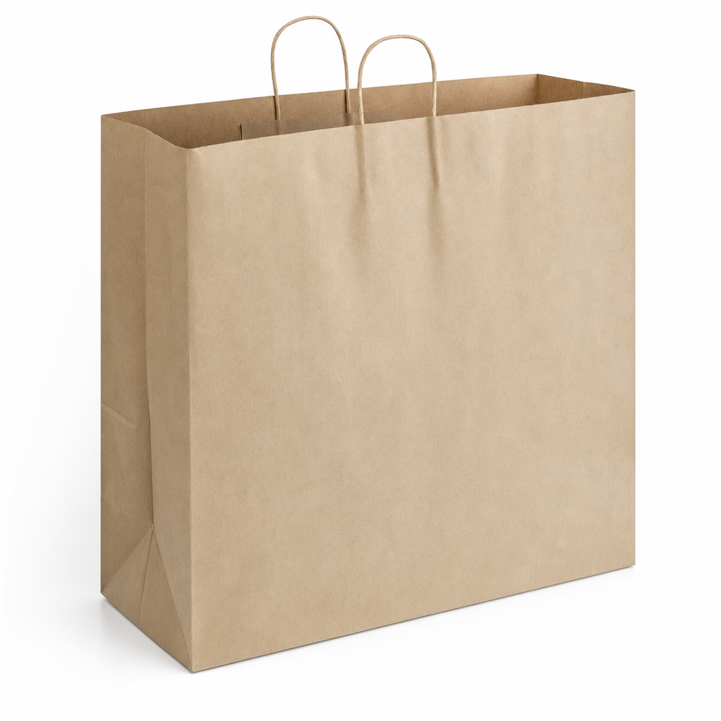 Paper Shopping Bag with Paper Handles, Brown, 18" x 7" x 18 3/4", 70 lb., 200/Case - main