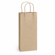 Brown Paper Shopping Bag with Paper Handles, 5 1/2" x 3 1/4" x 13 1/8", 65 lb., 250/Case - main