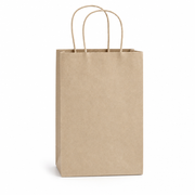 Brown Paper Shopping Bag with Paper Handles, 5 1/2" x 3 1/4" x 8 3/8", 60 lb., 250/Case - main