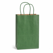 Green Paper Shopping Bag with Paper Handles, 5 1/2" x 3 1/4" x 8 3/8", 60 lb., 250/Case - main