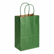 Green Paper Shopping Bag with Paper Handles, 5 1/2" x 3 1/4" x 8 3/8", 60 lb., 250/Case - main