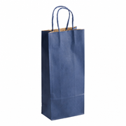 Paper Shopping Bag with Paper Handles, Navy Blue, 5 1/2" x 3 1/4" x 13 1/8", 65 lb., 250/Case - main