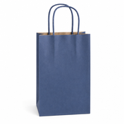 Navy Blue Paper Shopping Bag with Paper Handles, 5 1/2" x 3 1/4" x 8 3/8", 250/Case - main