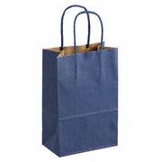 Navy Blue Paper Shopping Bag with Paper Handles, 5 1/2" x 3 1/4" x 8 3/8", 250/Case - main