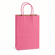 Paper Shopping Bag with Paper Handles, Pink, 5 1/2" x 3 1/4" x 8 3/8", 60 lb., 250/Case - main