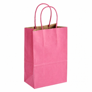 Paper Shopping Bag with Paper Handles, Pink, 5 1/2" x 3 1/4" x 8 3/8", 60 lb., 250/Case - main