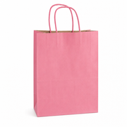 Paper Shopping Bag with Paper Handles, Pink, 8" x 4 1/2" x 10 1/4", 60 lb., 250/Case - main