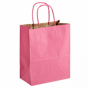 Paper Shopping Bag with Paper Handles, Pink, 8" x 4 1/2" x 10 1/4", 60 lb., 250/Case - main