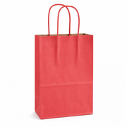 Red Paper Shopping Bag with Paper Handles, 5 1/2" x 3 1/4" x 8 3/8", 250/Case - main