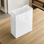 White Paper Shopping Bag with Paper Handles, 10" x 5" x 13", 60 lb., 250/Case - lifestyle