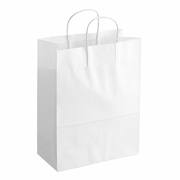 White Paper Shopping Bag with Paper Handles, 10" x 5" x 13", 60 lb., 250/Case - main