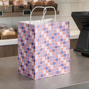 Patriotic Paper Shopping Bag with Paper Handles, 10" x 6 3/4" x 12", 60 lb., 250/Case - lifestyle