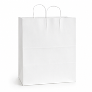 Paper Shopping Bag with Paper Handles, White, 12" x 9" x 15 3/4", 65 lb., 200/Case - main