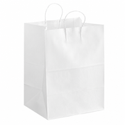 Paper Shopping Bag with Paper Handles, White, 12" x 9" x 15 3/4", 65 lb., 200/Case - main