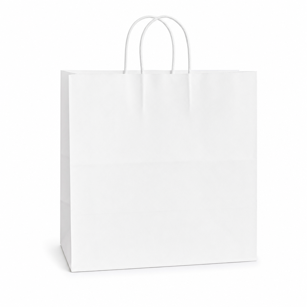 Paper Shopping Bag with Paper Handles, White, 13" x 7" x 13", 65 lb., 250/Case - main