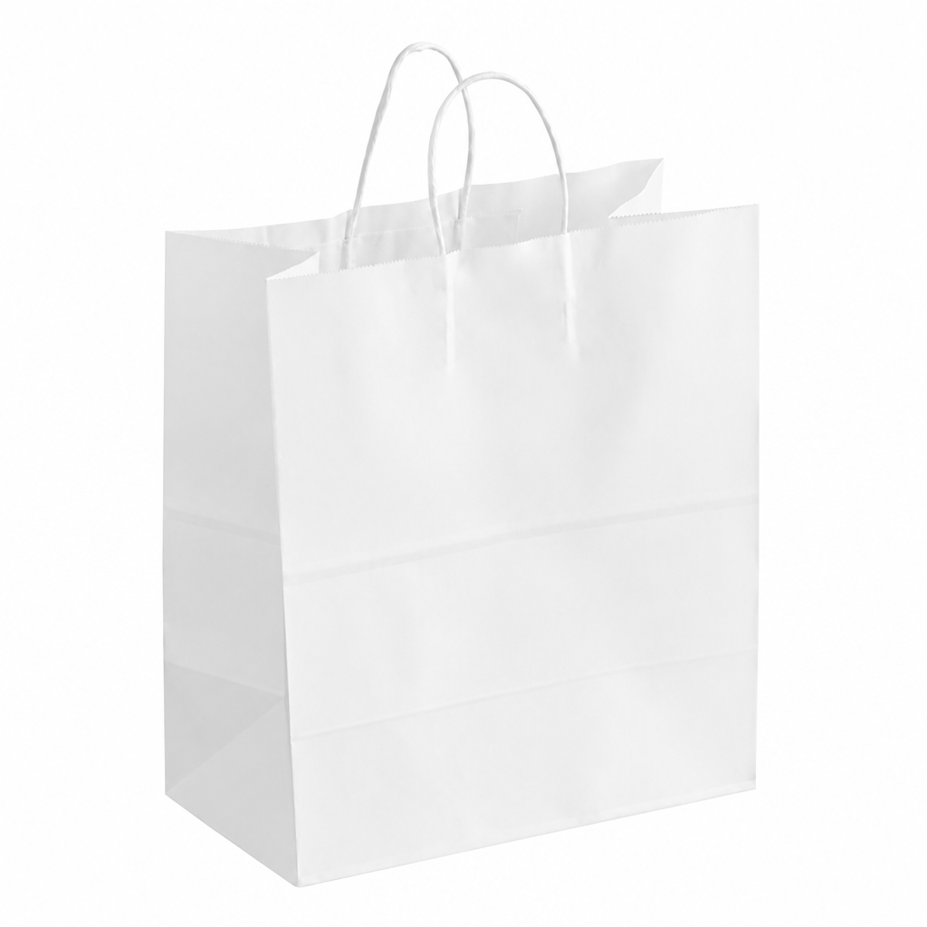 Paper Shopping Bag with Paper Handles, White, 13" x 7" x 13", 65 lb., 250/Case - main