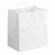 White Paper Shopping Bag with Paper Handles - 14" x 10" x 15 3/4", 70 lb., 200/Case - main