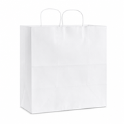 Paper Shopping Bag with Paper Handles, White, 14" x 8" x 14 3/4", 70 lb., 200/Case - main